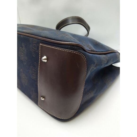 Dooney & Bourke Midnight Blue Canvas Leather Trim Top Handle Satchel Bag - Picture 9 of 12